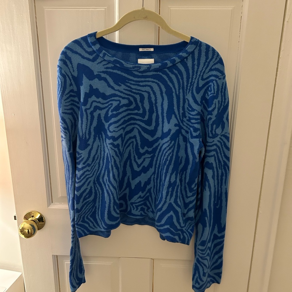 MOTHER Blue and Black Patterned Sweatshirt